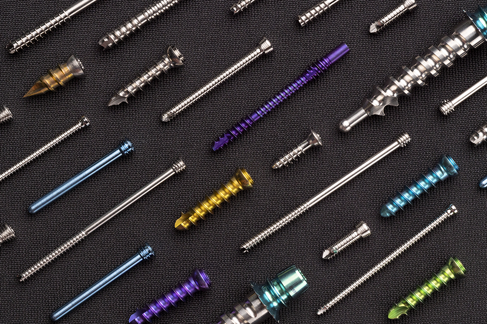 various colorful bone screws